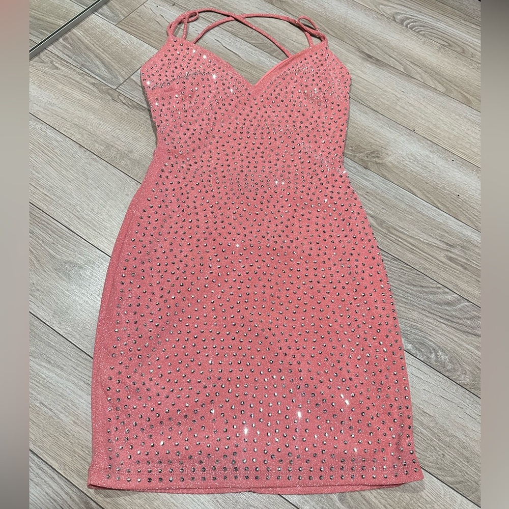 Elegant Pink Studded Dress
